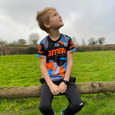 GMBN Kids Archive Camo Jersey Short Sleeve - Orange & Blue